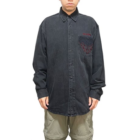 【USED】90'S-00'S HARLEY DAVIDSON BLACK FIRE SHIRT