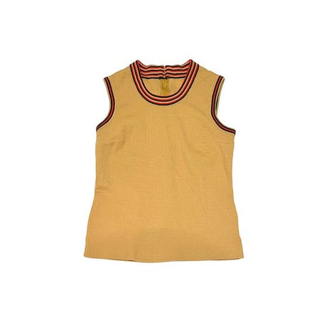 【USED】80'S-90'S PREPPY RIB KNIT VEST BROWN BEIGE
