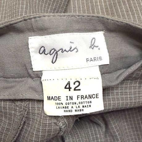 【USED】90's agnès b. PARIS JACQUARD FABRIC PIN STRIPE TROUSERS