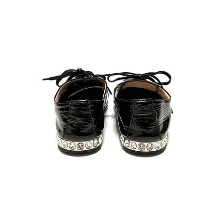 【USED】miu miu PATENT LEATHER SHOES with BIJOU DECORATION