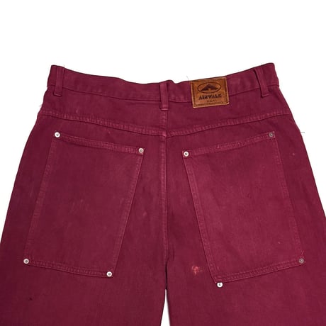 【USED】80's-90's AIRWALK Super Baggy Work Pants Wine Red Made in USA
