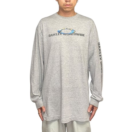 【USED】00's OAKLEY "WORLDWIDE" Ellipse Globe Graphic L/S T-Shirt