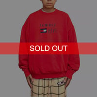 【USED】90's BOOTLEG tommy girl EMBROIDERED LOGO SWEATSHIRT