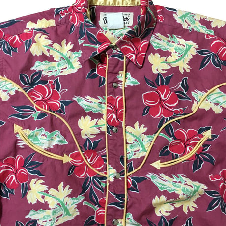 【USED】WRANGLER ALOHA SHIRT with WESTERN STYLE