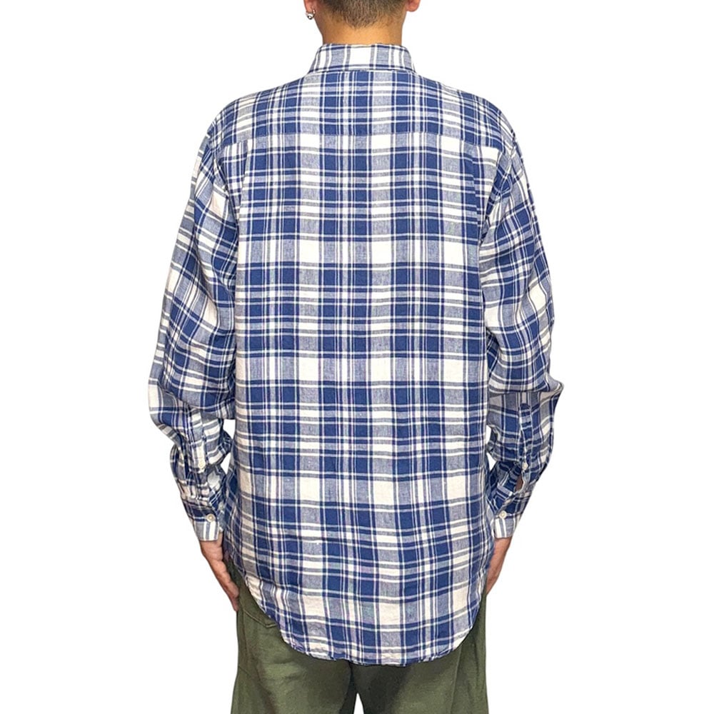 USED】90's BANANA REPUBLIC Irish Linen Blue Pla