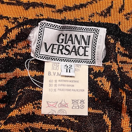 【USED】90s GIANNI VERSACE TIGER PATTERN V-NECK KNIT