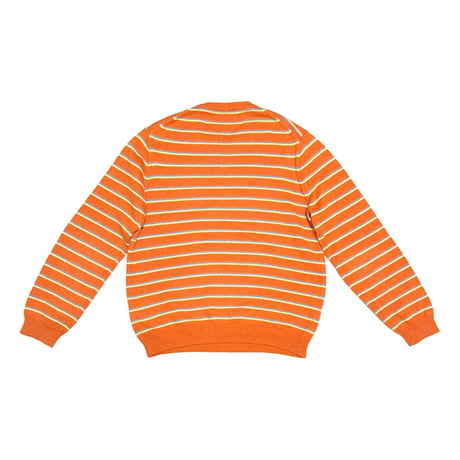 【USED】00's J.CREW Orange Multi-Stripe Cotton Knit Sweater