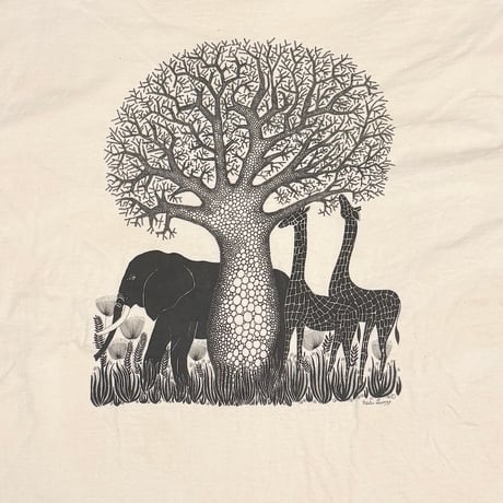 【USED】90's Heidi Lange AFRICAN ART T-SHIRT