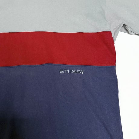 【USED】90's STUSSY 3-PANEL SWITCHING T-SHIRT