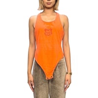 【USED】90's STRIP Tank Bodysuit Bright Orange