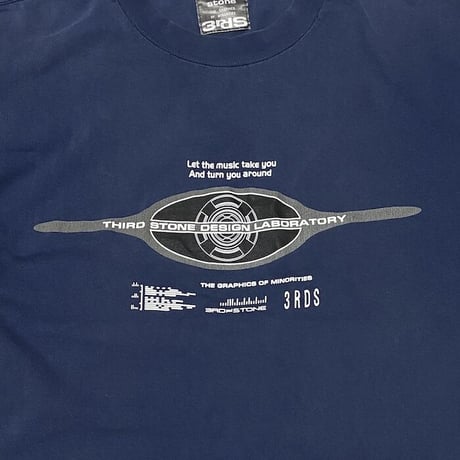【USED】90'S THIRD STONE REFLECTOR GRAPHIC T-SHIRT NAVY