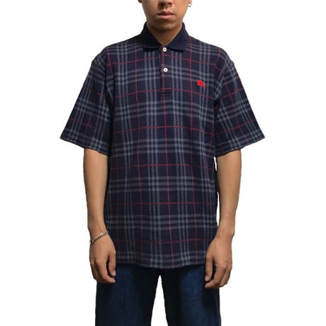 【USED】90'S  BURBERRYS NOVA CHECK POLO SHIRT NAVY