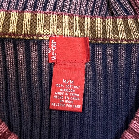 【USED】90'S-00'S LEVI'S OVER DYE RIB KNIT SWEATER