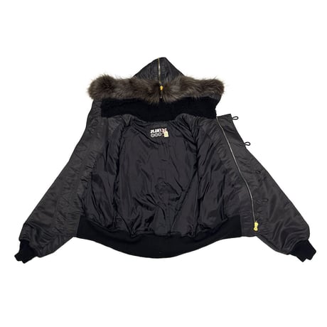 【USED】90's Jean Paul Gaultier Jeans Hooded Bomber Jacket with Removable Fur Trim