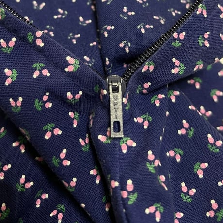 【USED】70s FLOWER BUD PATTERN LONG SKIRT NAVY