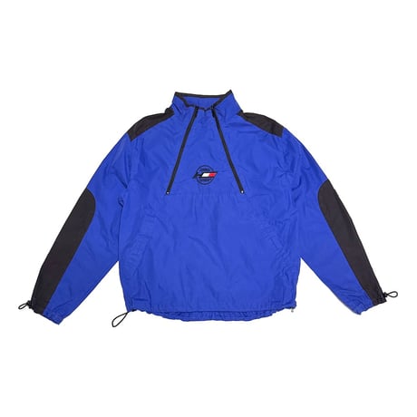 【USED】90's Tommy Hilfiger Athletics Dual Half-Zip Pullover Blue × Black