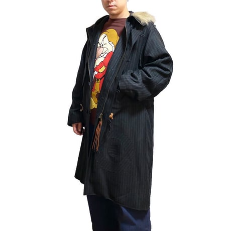 【USED】90'S FAKE LONDON PINSTRIPE FISHTAIL PARKA