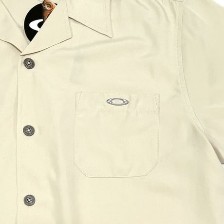 【DEAD STOCK】00'S OAKLEY OPEN COLLAR SHIRT BEIGE