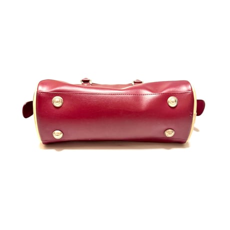 【USED】00's Pringle of Scotland Burgundy PVC Leather Mini Boston Bag