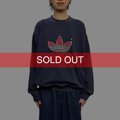 【USED】80'S adidas OLD SCHOOL TREFOIL EMBROIDERED SWEATSHIRT