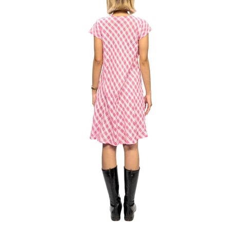 【USED】90's agnès b. Paris Pink Check Cotton Dress Made in France