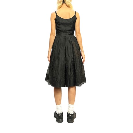 【USED】70's ORGANDY BLACK DRESS