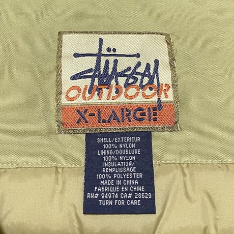 【USED】90'S-00'S STUSSY OUTDOOR PADDED NYLON JACKET BEIGE