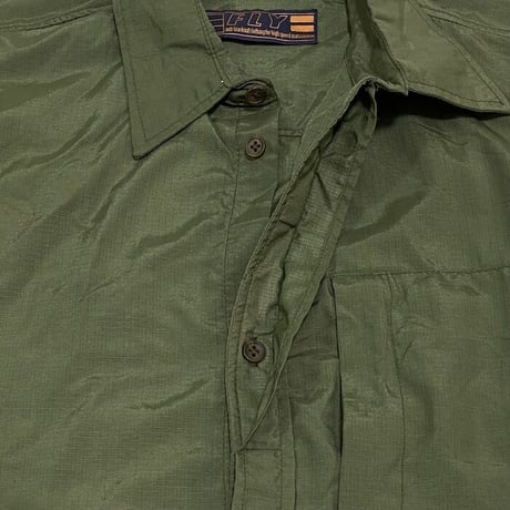 【DEAD STOCK】90'S FLY NYLON RIP STOP SHIRT "OLIVE GREEN"