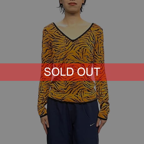【USED】90s GIANNI VERSACE TIGER PATTERN V-NECK KNIT