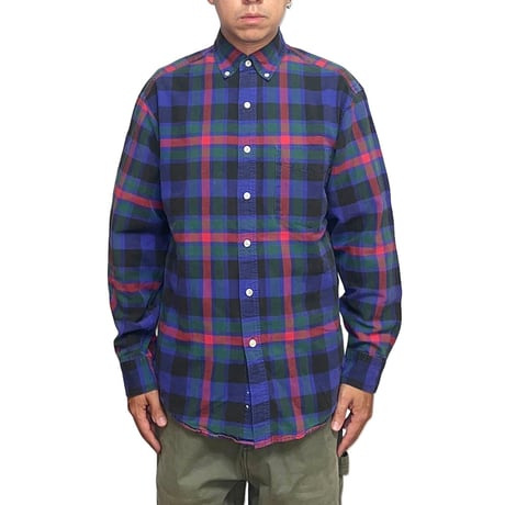 【USED】90's OLD GAP CHECK B.D SHIRT BLUE×GREEN×RED