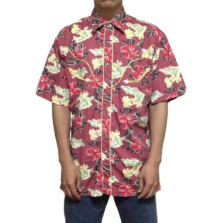 【USED】WRANGLER ALOHA SHIRT with WESTERN STYLE