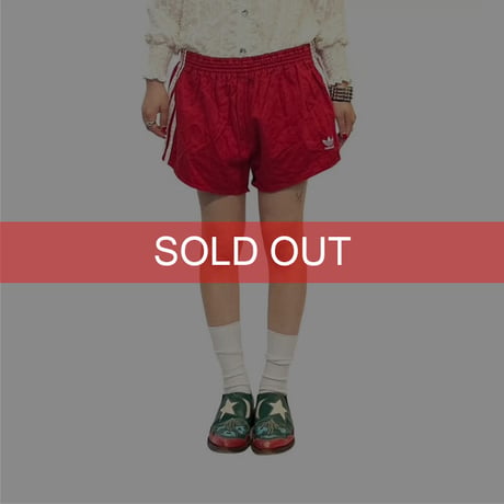 【USED】80's adidas RUNNING COTTON SHORTS RED MADE IN WEST-GERMANY