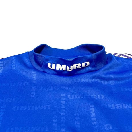 【USED】90'S OLD UMBRO MOCK NECK FOOTBALL T-SHIRT BLUE