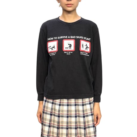 【USED】90's-00's How to Survive a Bad Skate Stunt Graphic L/S T-shirt