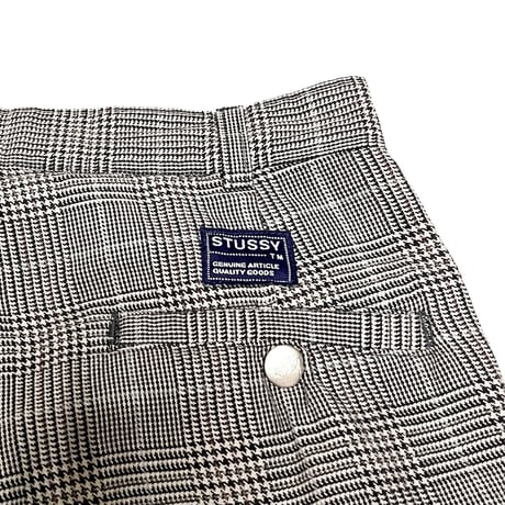 【USED】90's STUSSY GLEN CHECK COTTON TROUSERS