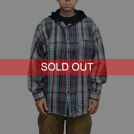 【USED】90'S STREET CULTURE CHECK SHIRT with HOOD