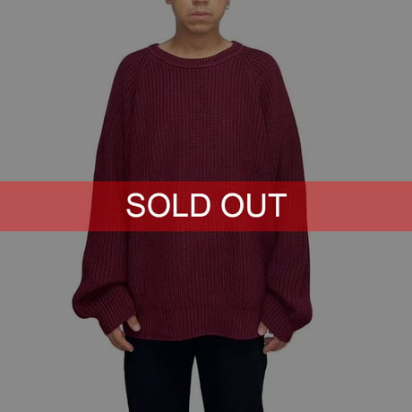 【USED】90'S Eddie Bauer COTTON KNIT SWEATER BURGUNDY