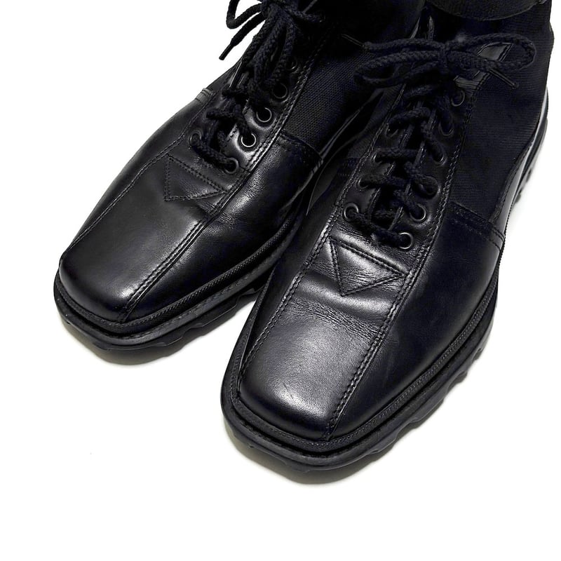USED】00's miu miu Leather & Canvas Square Toe