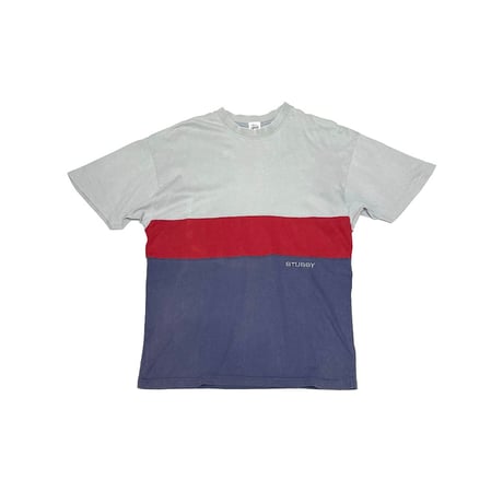 【USED】90's STUSSY 3-PANEL SWITCHING T-SHIRT