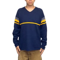 【USED】00's NIKE Tiger Woods Line V-Neck Cotton Knit Navy × Yellow