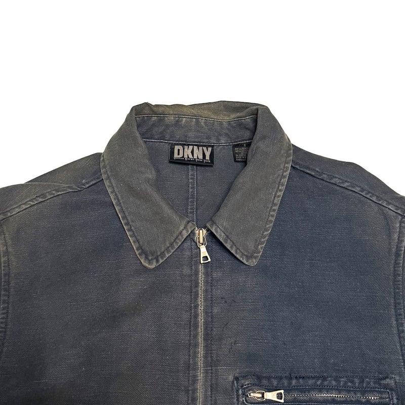 USED】90's DKNY Linen Blend Faded Zip Coverall