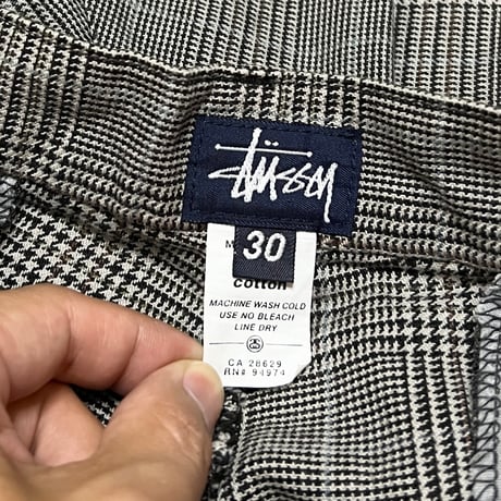 【USED】90's STUSSY GLEN CHECK COTTON TROUSERS