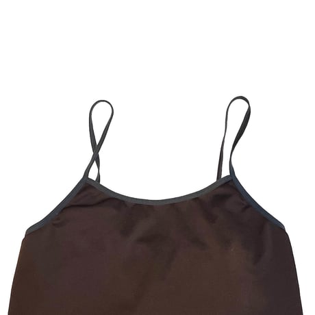 【USED】00's BROWN CAMISOLE BLACK PIPING
