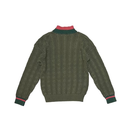 【USED】90's Eddie Bauer COTTON KNIT HI-NECK SWEATER MADE IN UNITED KINGDOM