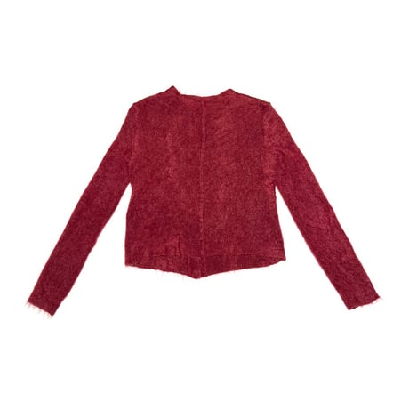 【USED】90's Burgundy Superkid Mohair Knit Cardigan with Shell Buttons