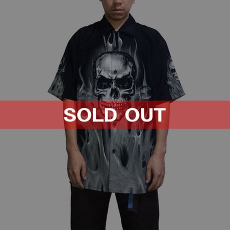 【USED】90'S DRAGONFLY SKULL × FIRE SHIRT