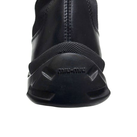 【USED】00's miu miu Leather & Canvas Square Toe Hybrid Utility Boots Black