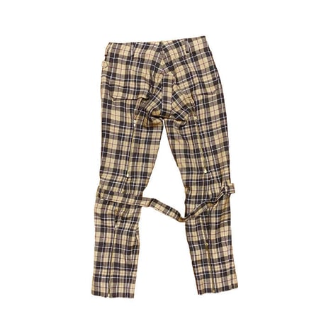 【USED】90'S  VIVIENNE WESTWOOD GOLD LABEL TARTAN CHECK BONDAGE TROUSERS BEIGE