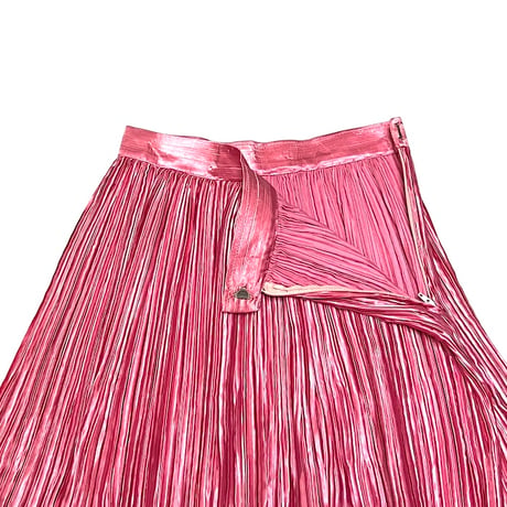 【USED】80's ACCORDION PLEATS SKIRT SHINY PINK