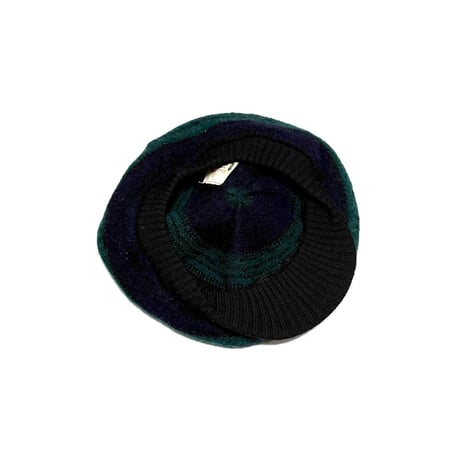 【USED】90's Robert Mackie Black Watch Wool Casquette with Pom Pom